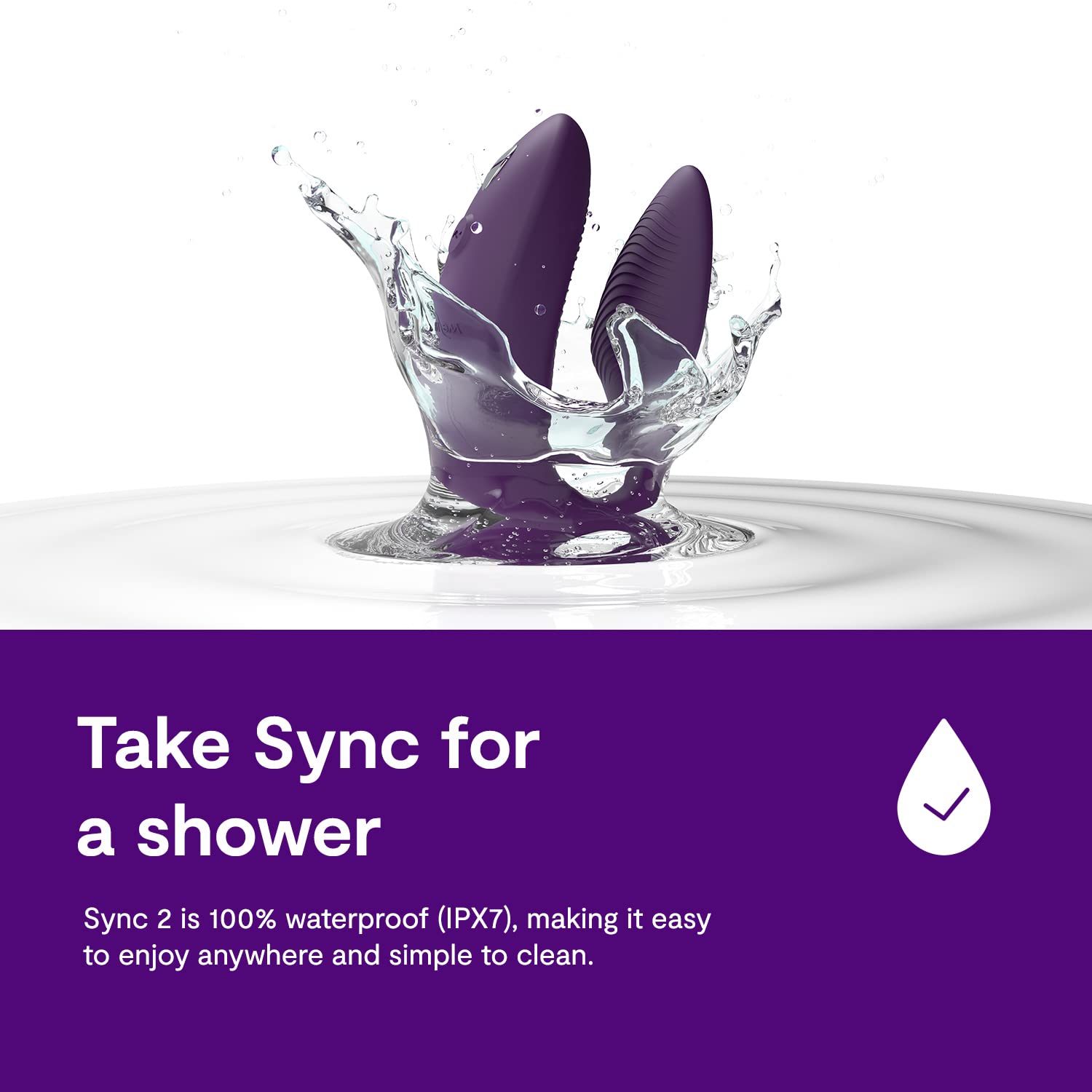 We-Vibe Sync 2 Vibrador para parejas con control por mando - Juguete sexual vibrante - Estimulación del punto G y del clítoris - Control por app y por mando - Para juegos sexuales de adultos - Morado