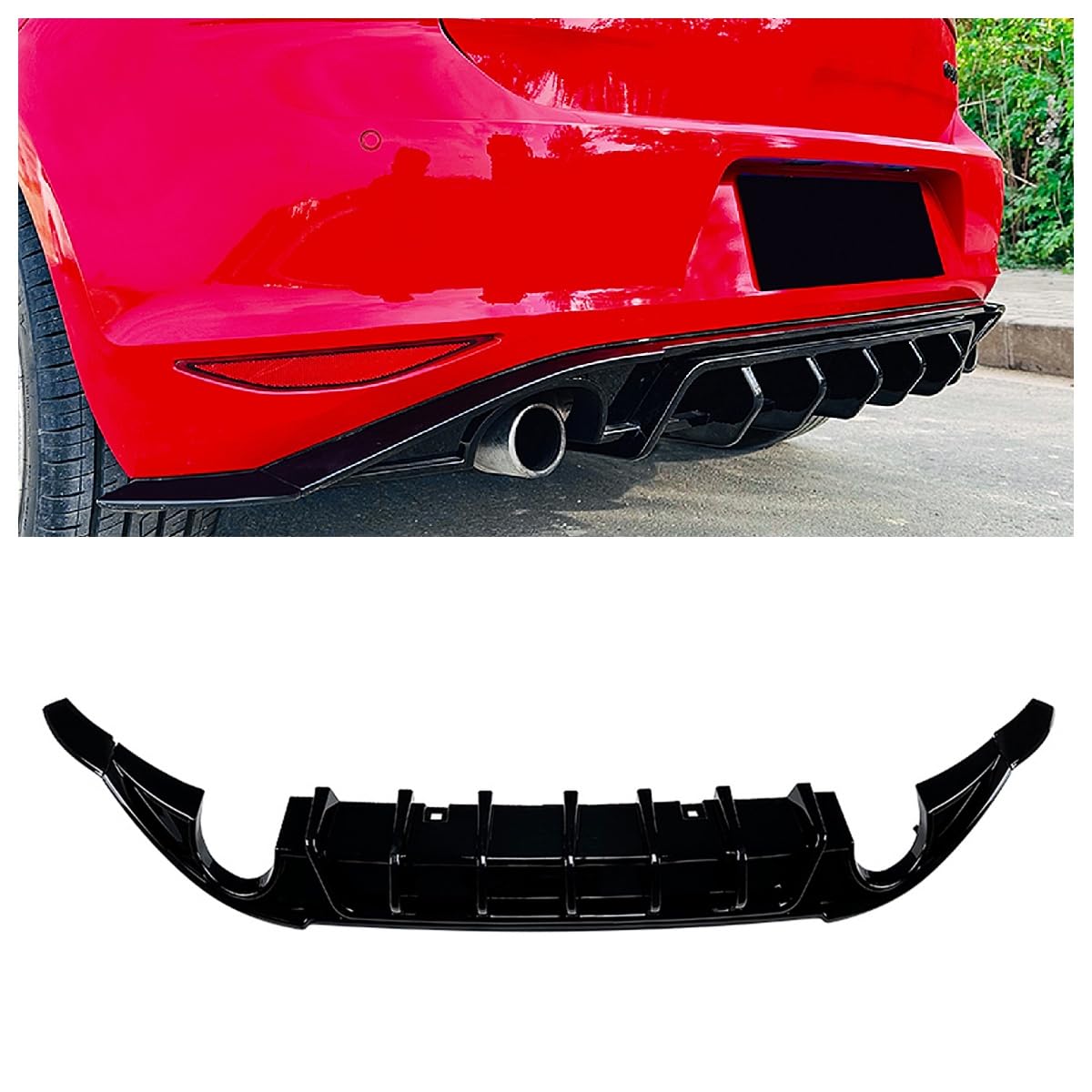 Diffusore per paraurti posteriore auto con copertura a labbro per Volkswagen Golf 7 MK7, kit carrozzeria nero lucido