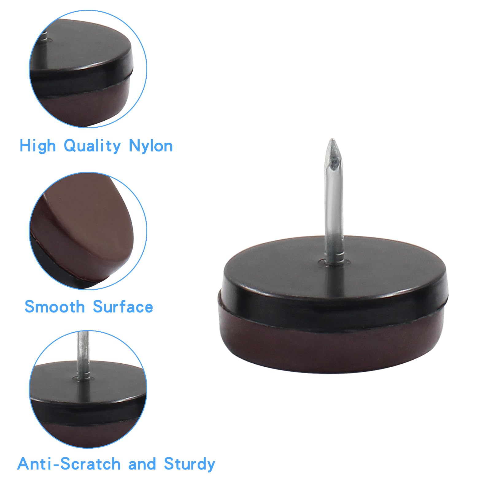 Jiozermi 60 piedini resistenti per mobili da 30 mm, in nylon, per sedie e sedie, protezioni per pavimenti per sedie, mobili, piedini per sedie, cuscinetti per mobili (marrone)