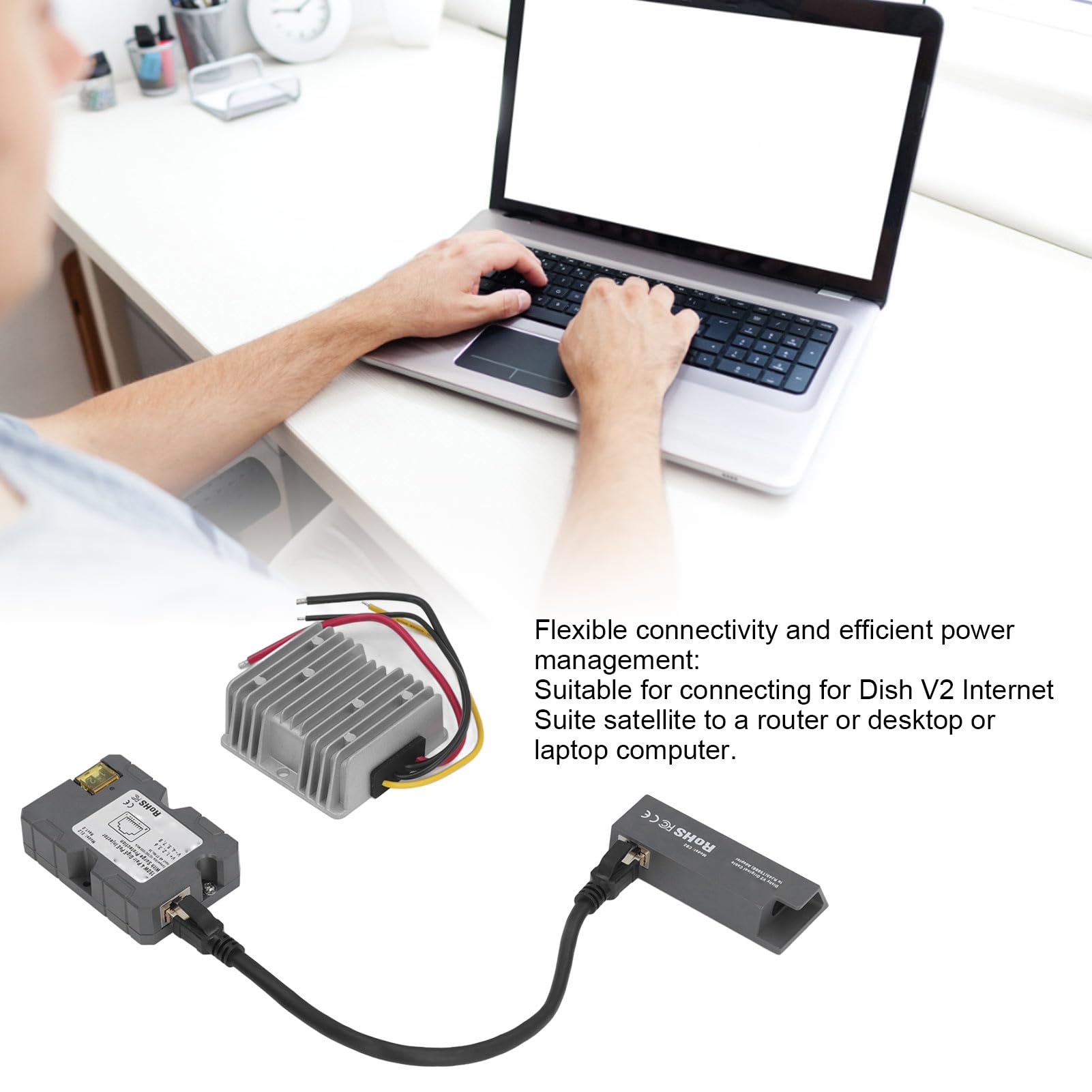 Ethernet Cord Adapter Kit 150W PoE Injector Disk Cable Adapter to RJ45 DC Boost Converter 12V to 48V Kit