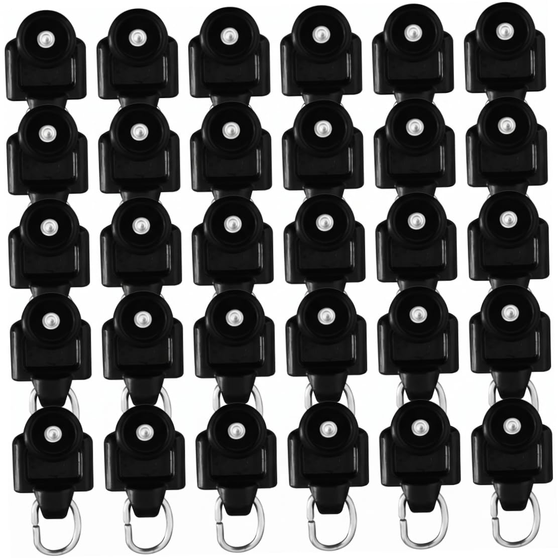 Xoeryoy 30pcs Curtain Track Rollers And Curtain Track Hooks - Compatible With Straight & Curved Tracks, Replacement Accessories Black