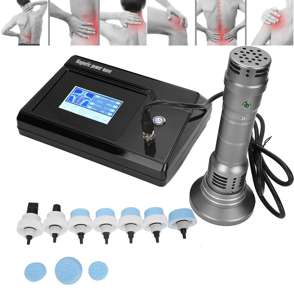 Macchina per Terapia ad Onde d'urto, Macchina per Onde d'urto ED extracorporee con 7 Teste di Massaggio, massaggiatore per Corpo a Onde d'urto elettromagnetico per Full Bady (Nero)(Oro di tungsteno)
