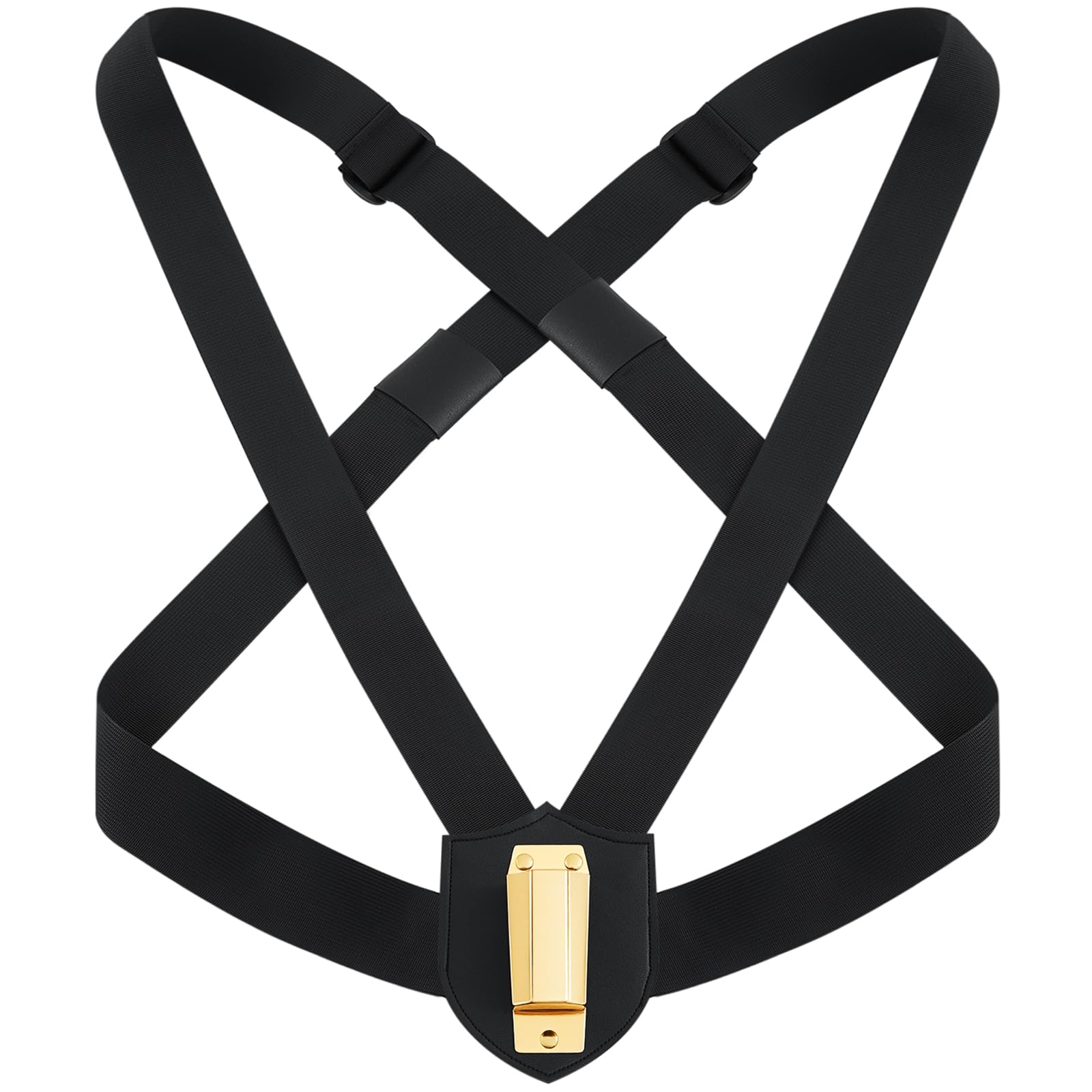 Jecery 1 Set Double Strap Flag Carrier Harness for Parade,Black, Gold