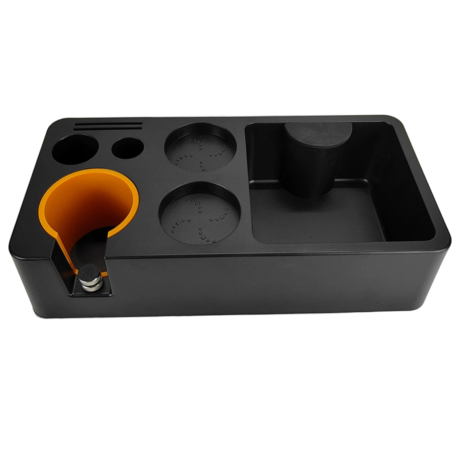 DAGLLGEW Coffee Tamping Station, Detachable Espresso Knock Box and Tamp Station for Storage 51, 54, 58mm Espresso Tamper, Distributor (Black) Knock Box and Tamp