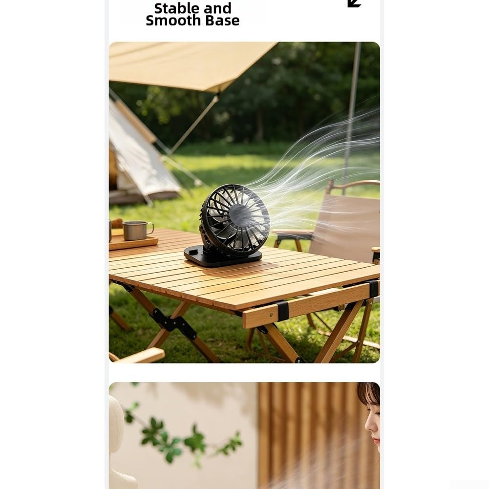 Clip-On-Hut-Ventilator, solarbetrieben, USB, wiederaufladbar für Mini-Kühlung, 3 Geschwindigkeiten, leiser Motor, leichte Klemme für Outdoor, Camping, Wandern, Angeln, Reisen, schwarz, 75 x 65 x 85 mm