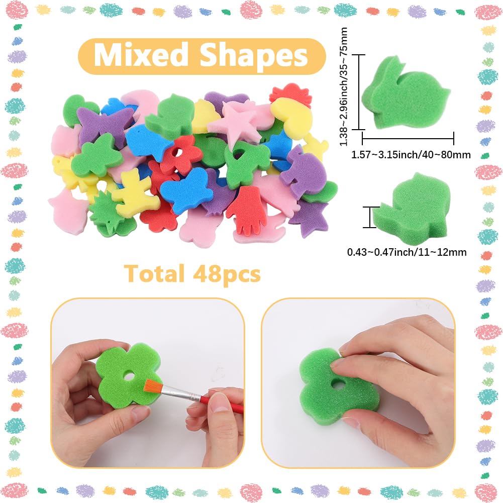Kit 48 Spugne Per Pittura A Forma Di Animali E Piante - Timbri Per Bambini E Fai Da Te - Foto 9