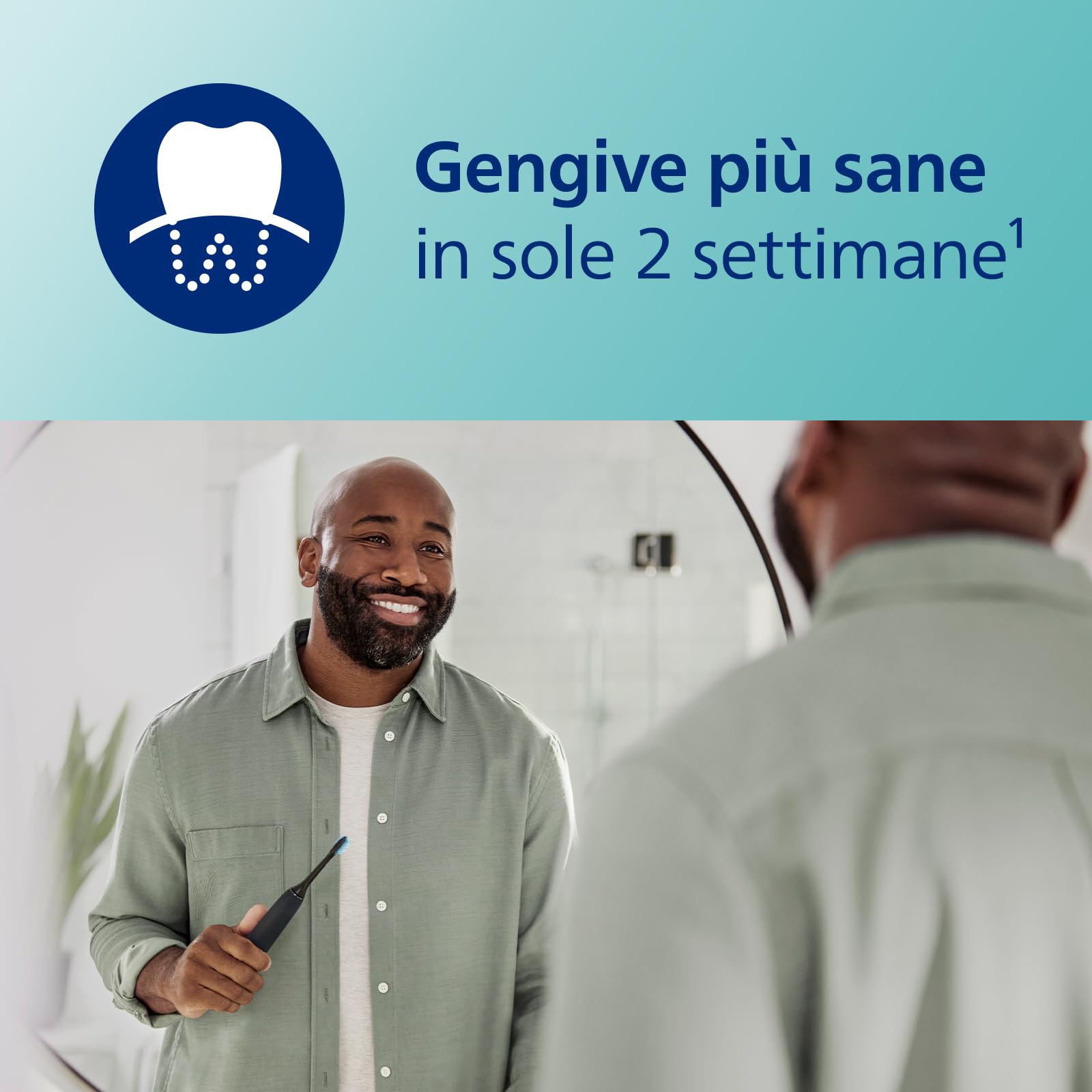 Philips Sonicare ProtectiveClean 5100 spazzolino elettrico, spazzolino sonico con 3 modalità di spazzolamento, sensore di pressione, timer e custodia da viaggio, bianco e blu, HX6851/34