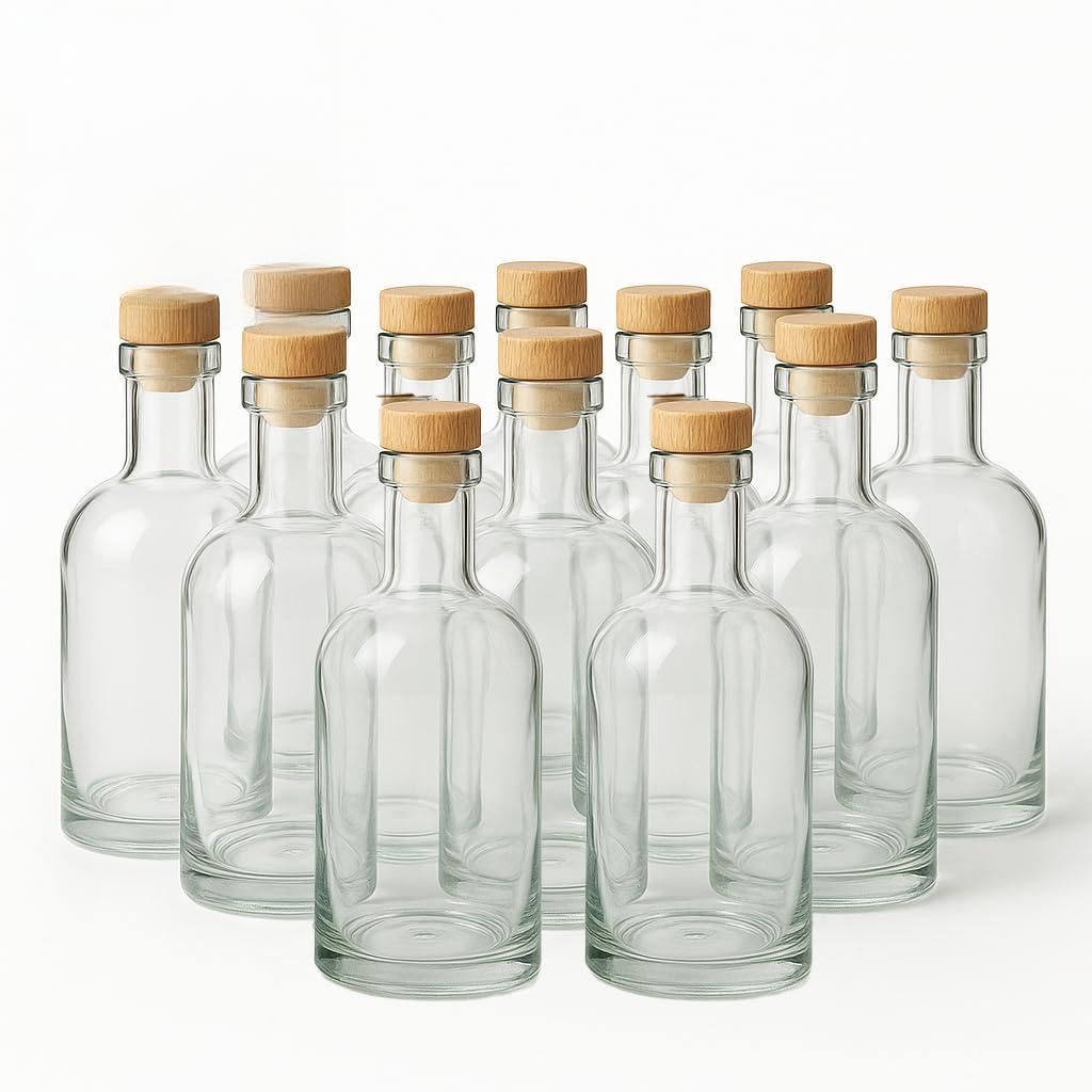 Heiko Blume 12x 500ml Glasflaschen Set - Dickwandige Flaschen Mit Holz-T-Korken