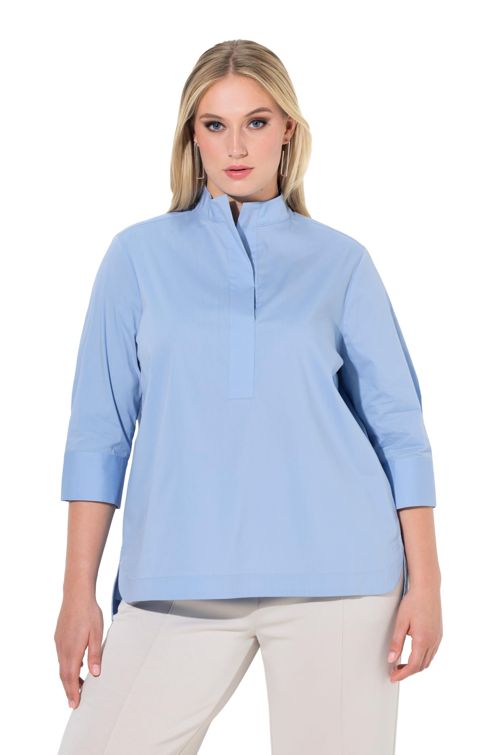 Ulla Popken Damen große Größen Übergrößen Plus Size Bluse, Blende, Stehkragen, 3/4-Arm 847913