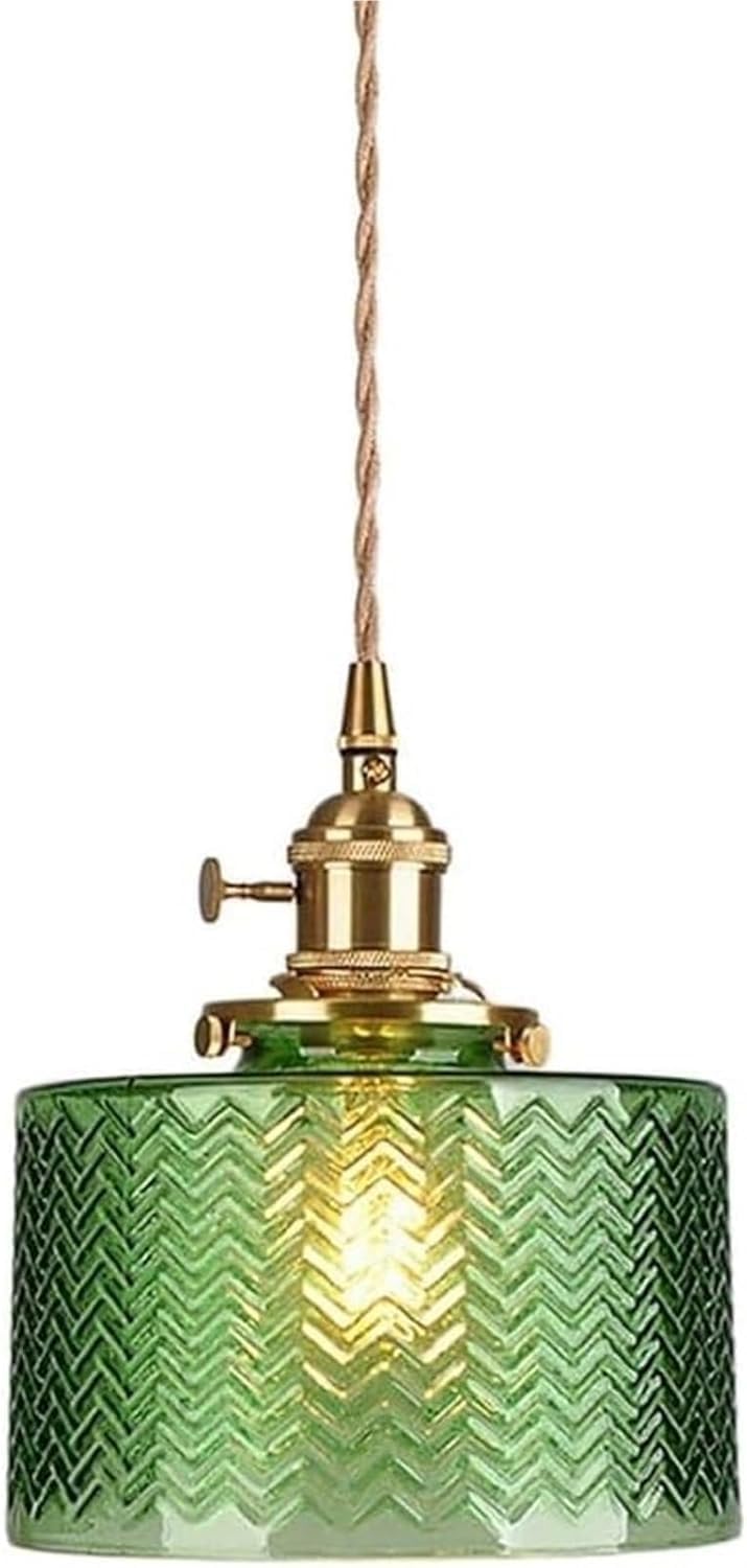 Granestner Glass Globe Chandelier Mid Century Pendant Lamp Hand Blown Glass Shade Ceiling Light Fixture(Green,17 * 20cm)