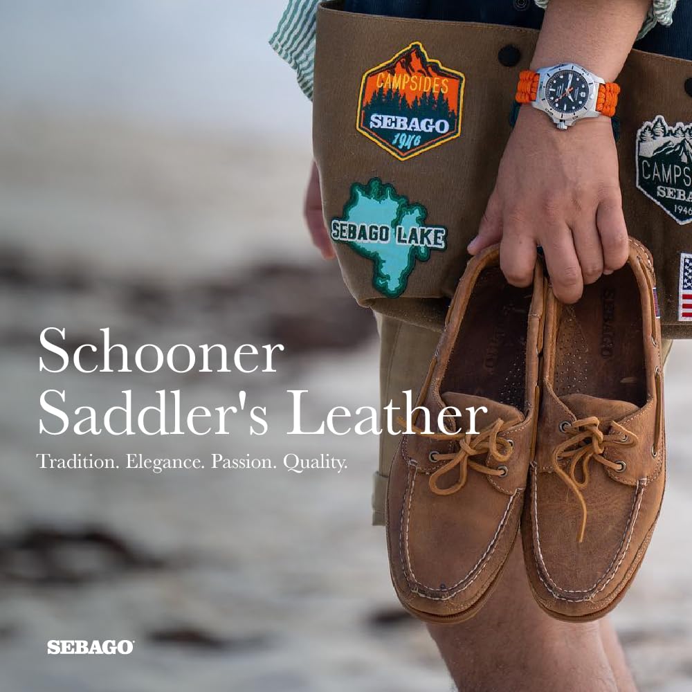 Sebago Scarpette da Barca da Uomo Schooner Crazy Horse Marrone