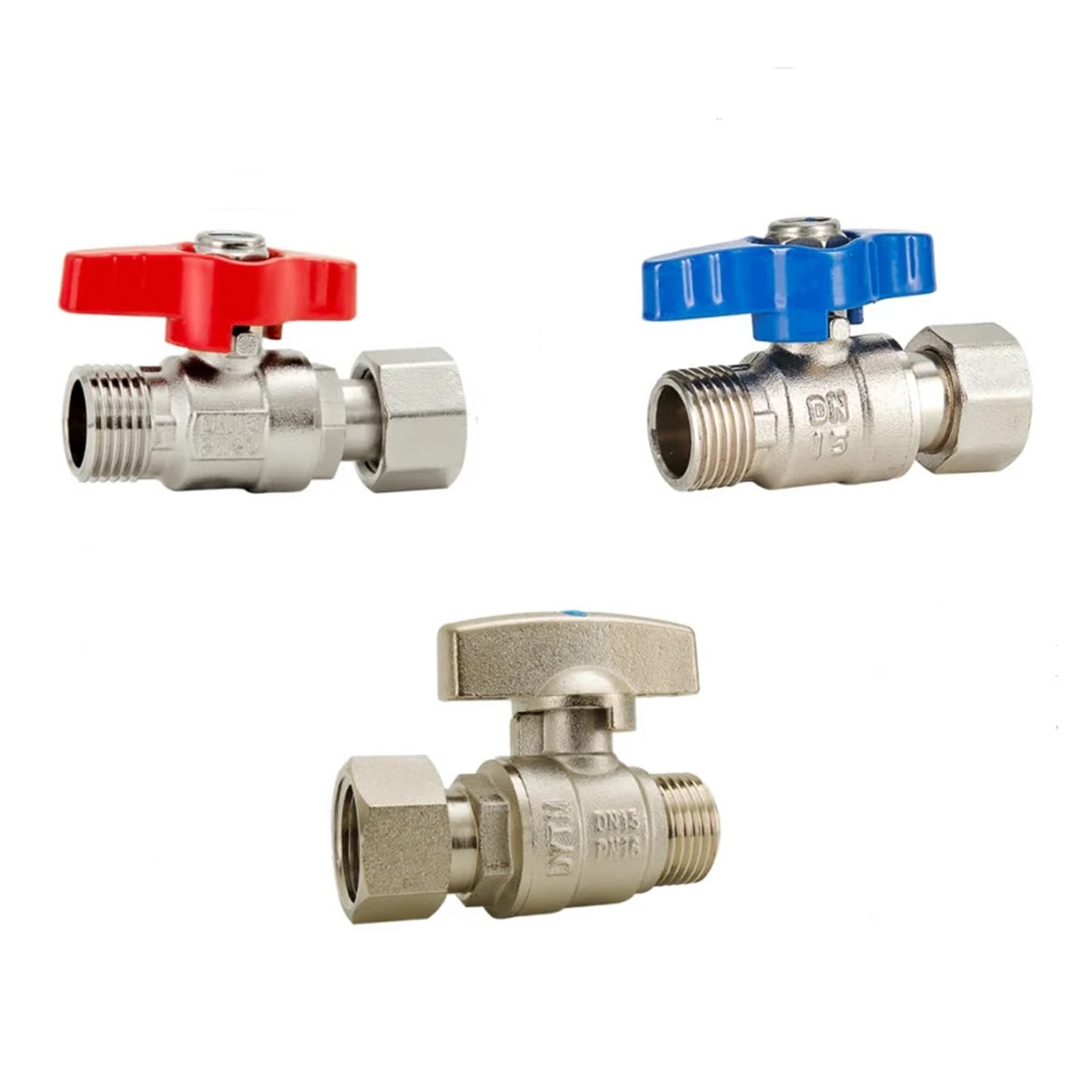 1/2" 3/4" 1" Male Female Thread Brass Union Ball Valve Pipe Fitting with Handle for Water Fuel Oil Gas(1 Red)