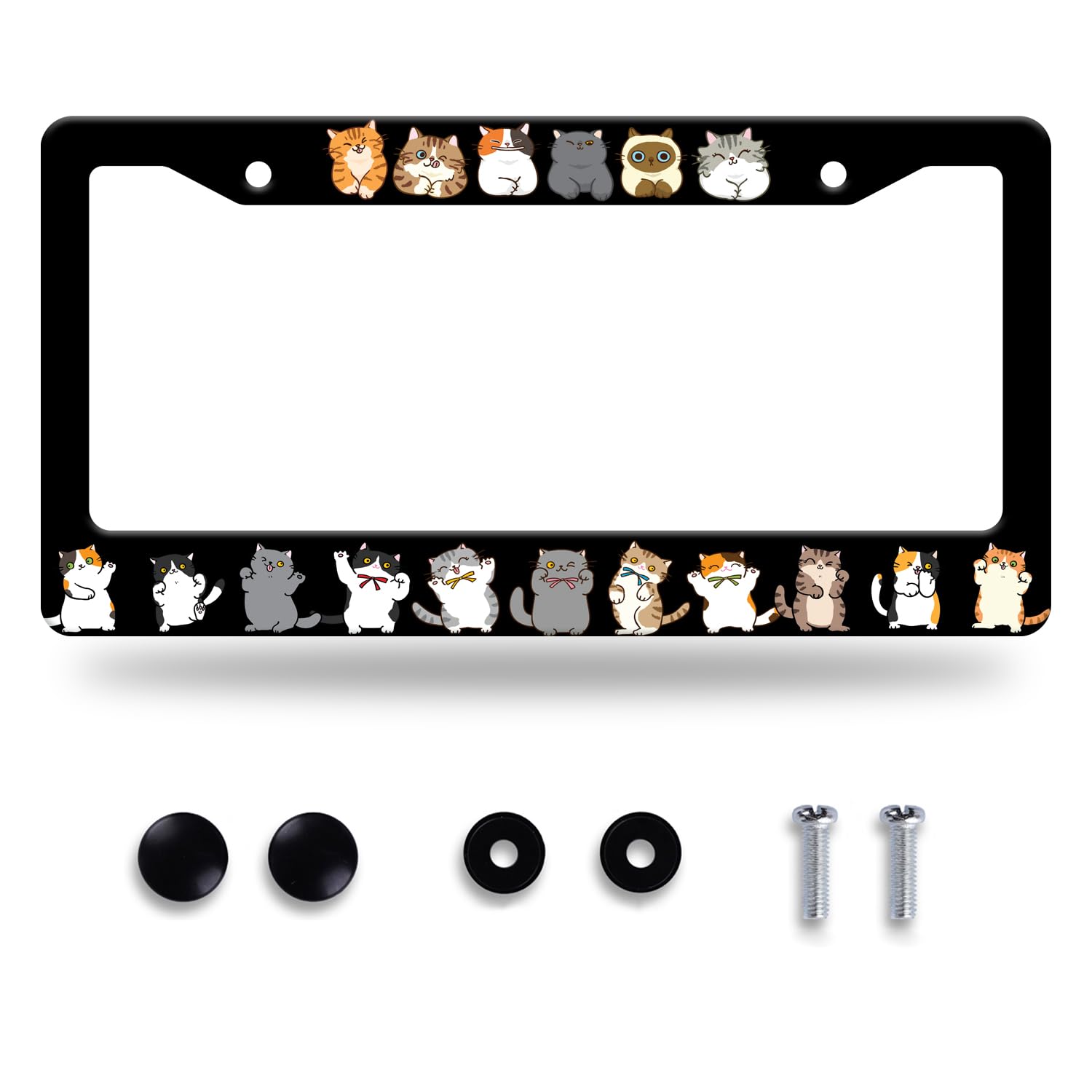 Cute Cats License Plate Frame Animals License Plate Holder Stainless Steel Funny Car Accessories Decoration for Men Women