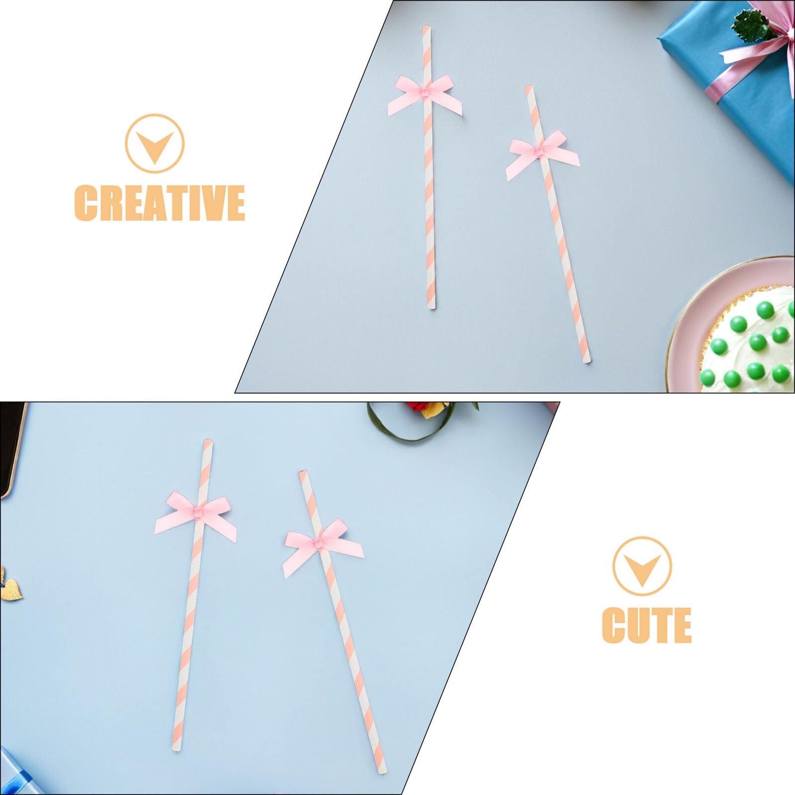 Cannucce Decorative in Carta Rosa e Bianco 100 Pezzi a Righe | Poliestere, Uso per Party Tables e Tea Party, Craft Ready e Safe For Drinking