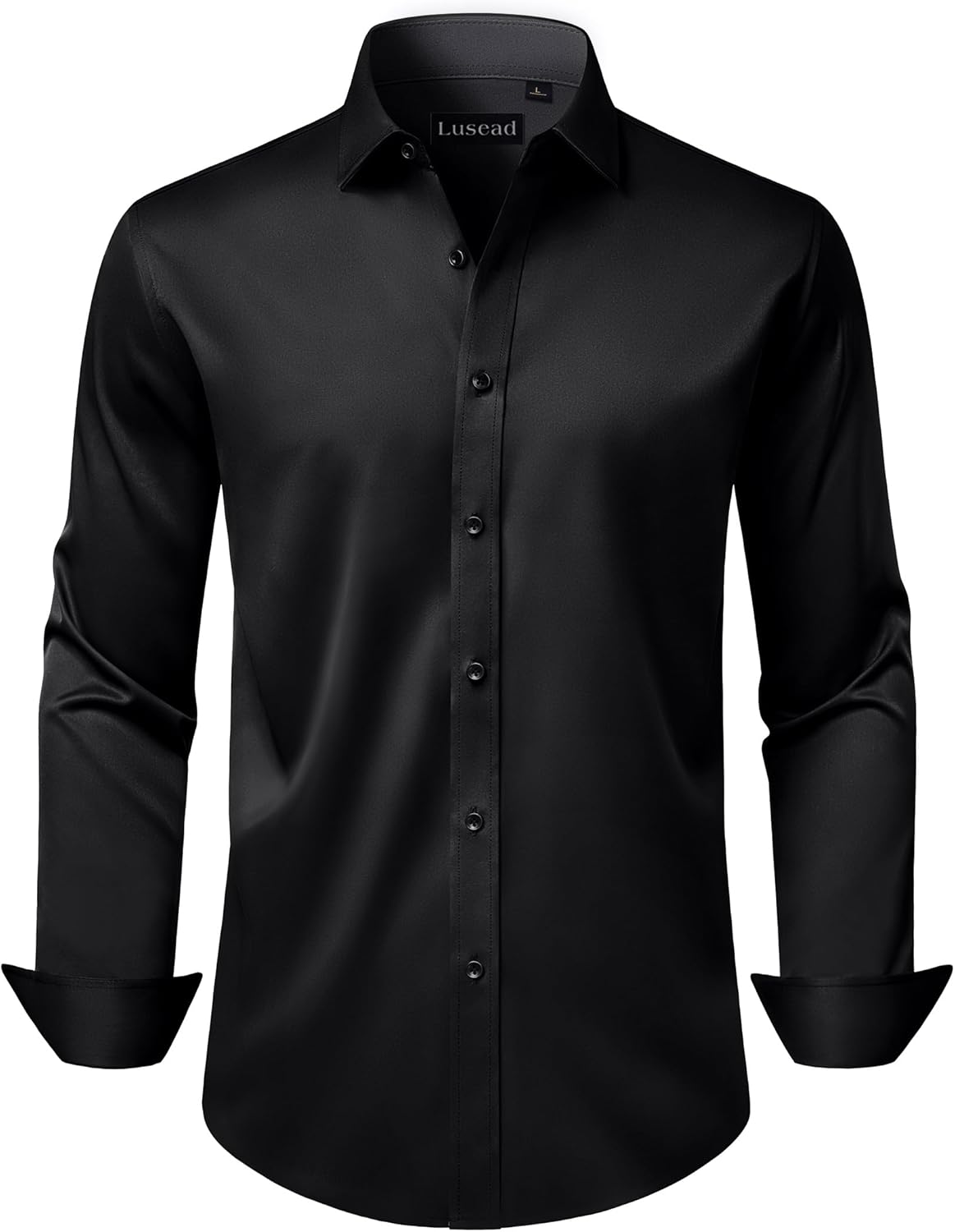 Men's Dress Shirts Long Sleeve Stretch Wrinkle Free Wedding Formal Business Button ...