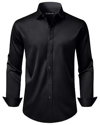 Men's Dress Shirts Long Sleeve Stretch Wrinkle Free Wedding Formal Business Button Down Shirt