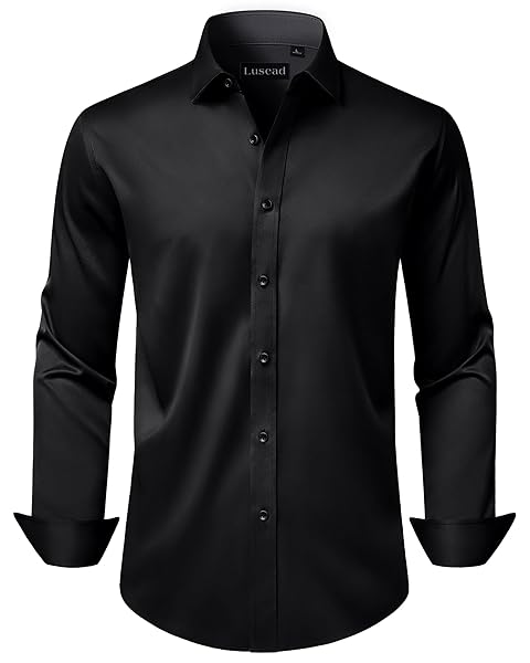 Men's Dress Shirts Long Sleeve Stretch Wrinkle Free Wedding Formal Business Button Down Shirt