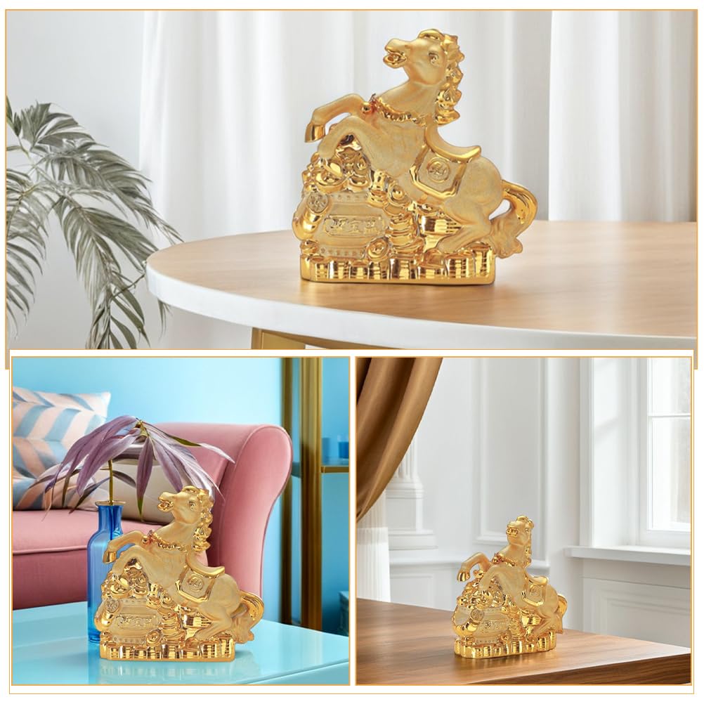 Vaguelly Ceramiczna skarbonka w kształcie konia: dekoracyjny pojemnik na monety w kształcie zwierzęcia do domu, biura lub na biurko – ceramiczna figurka konia do oszczędzania gotówki i dekoracji