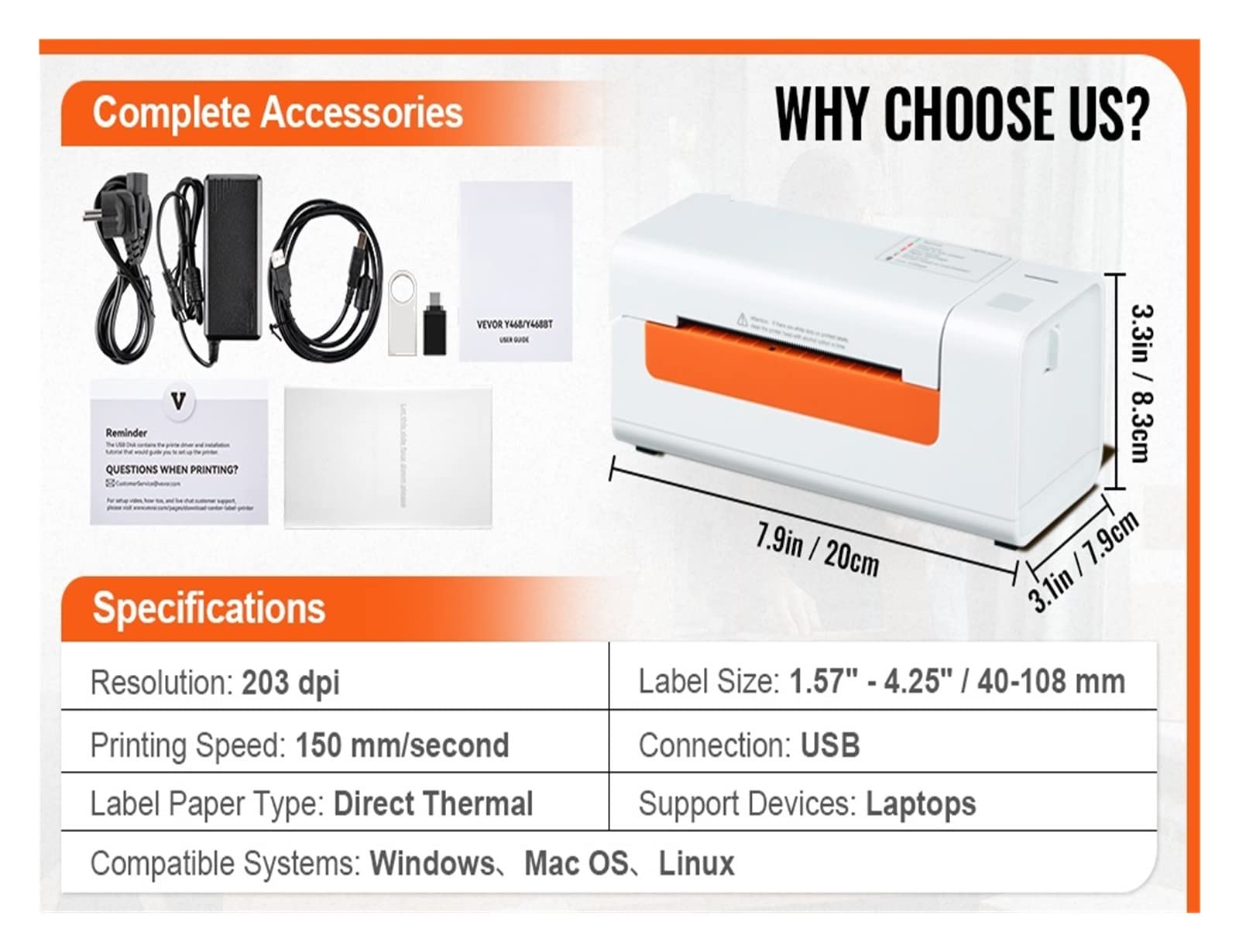 Stampante for etichette termica desktop 203dpi Etichettatrice for etichettatrice USB Compatibile con la stampante for codici a barre di spedizione