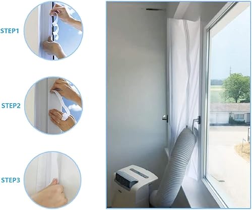 Miniatura 6 de Kit de sellado universal de ventana de CA para unidad de aire acondicionado portátil y secadora de secadora, protectores de intercambio de aire con