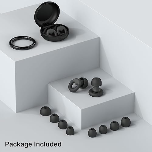 Miniatura 7 de Tapones para los oídos para dormir, 2 pares de tapones reutilizables para reducción de ruido 25dB-30dB con 8 almohadillas para los oídos, tapones