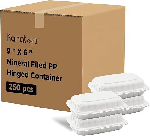 KARAT EARTH Contenedor con bisagras de polipropileno relleno mineral de 9 x 6 pulgadas 1 compartimento color blanco