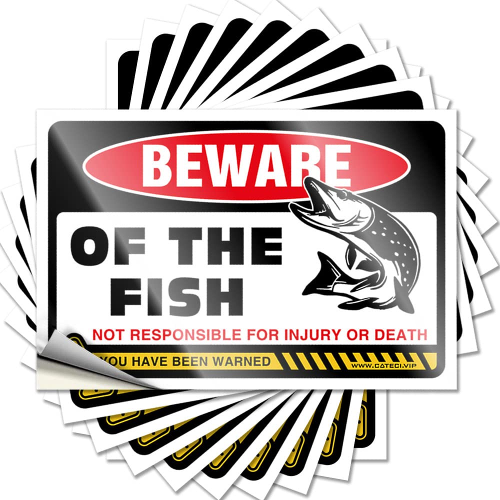 Beware of Fish Fuzzy Camping Decor for Camper - Quote Waterproof Removable Vinyl Decal(8X12CM)