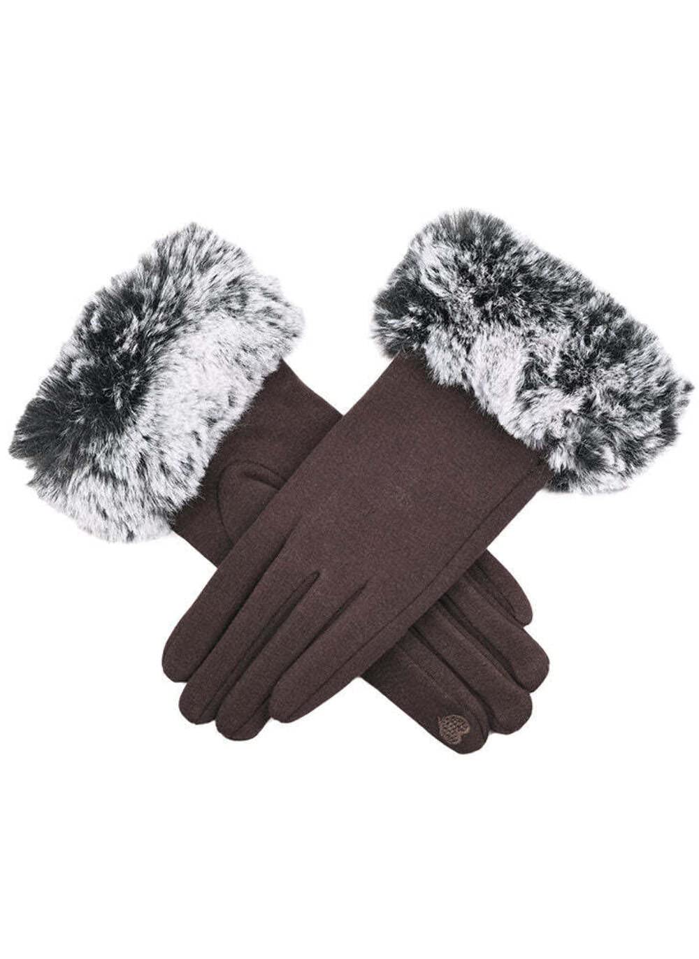 Dents Women's Touchscreen Thermal Gloves with Faux Fur Cuffs MOCCA ONE
