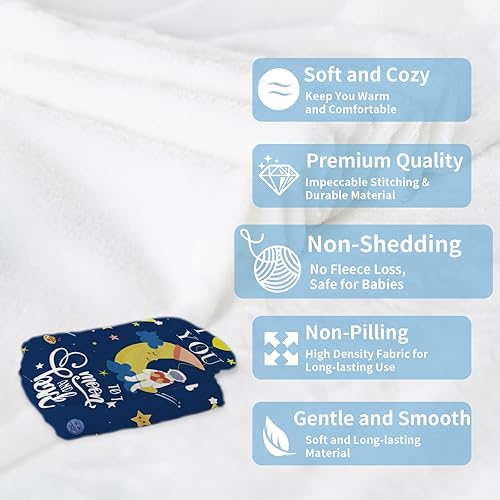 Miniatura 2 de Manta con texto en inglés "I Love You to The Moon and Back", manta espacial de astronautas, regalos para niños e hijos, manta con estampado de noche