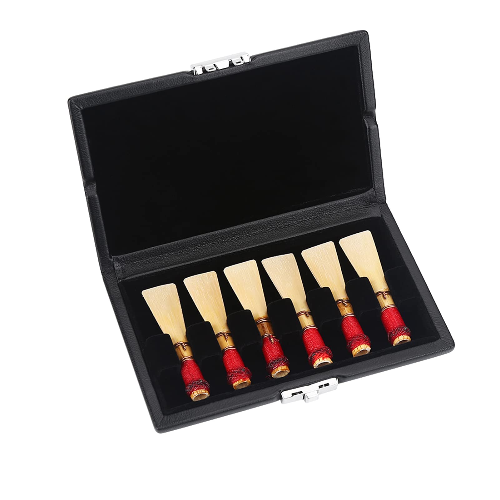 Boîte en Cuir d'unité Centrale Basson Reed Case,Étui pour anches de Saxophone,Reed Container Box Basson Accessoire avec Fentes pour 6pcs Reeds