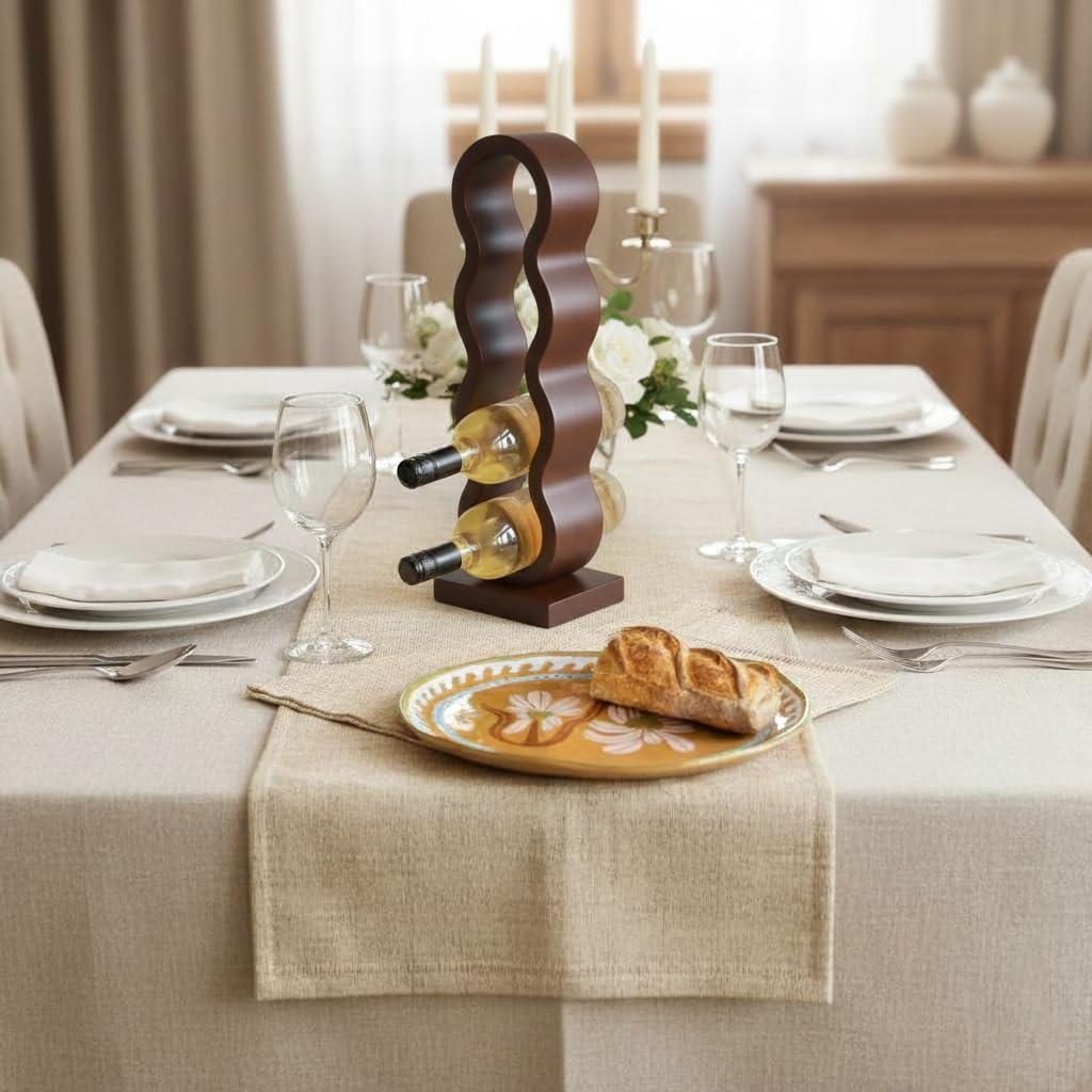 Meisterhome® Weinflaschenhalter aus Mangoholz – 12,5×15,5×47 cm – Stapelbares Weinregal für 4 Flaschen – Japandi Design Flaschenhalter Holz – Nachhaltig & Stilvoll – Braun