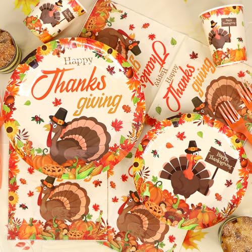 MEIWUTIE Thanksgiving Party Decorations, 214-Piece Tableware Set, Serves 24 - image 6