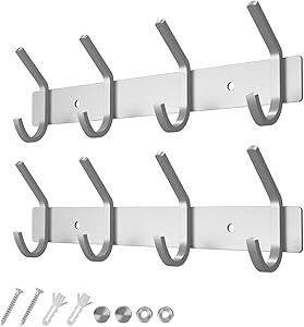 Jedo Hat & Coat Hook Rail - 5 Hooks - Satin Stainless Steel