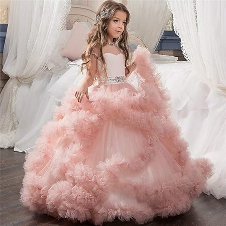 Costume Princesse Cosplay Robe De Soiree De Mariage Pour Fille Princesse Robe De Soiree De Mariage En Serpillere Eponge Jupe Longue Costume Pettiskirt Soiree Chique Couleur Rose Taille