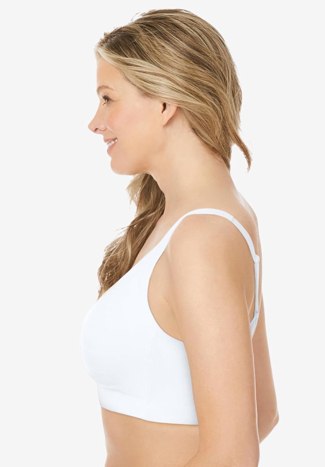Catherines Women's Plus Size Wireless Front-Close Cotton Comfort Bra