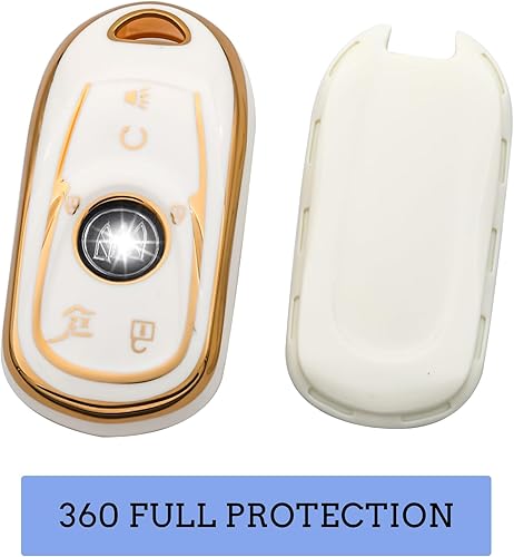 Miniatura 3 de LEERLY Funda para llavero Buick Accesorios, funda para llave con llavero compatible con Buick Encore Enclave Envision Lacrosse Regal Smart Key blanco