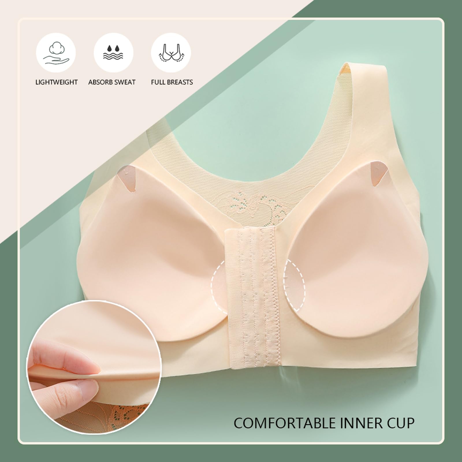 Brassiere Sport Femme Soutien Gorge sans Armature Classique Ouverture Devant Maintien Fort Grande Taille Soutien Gorge Push up rembourré