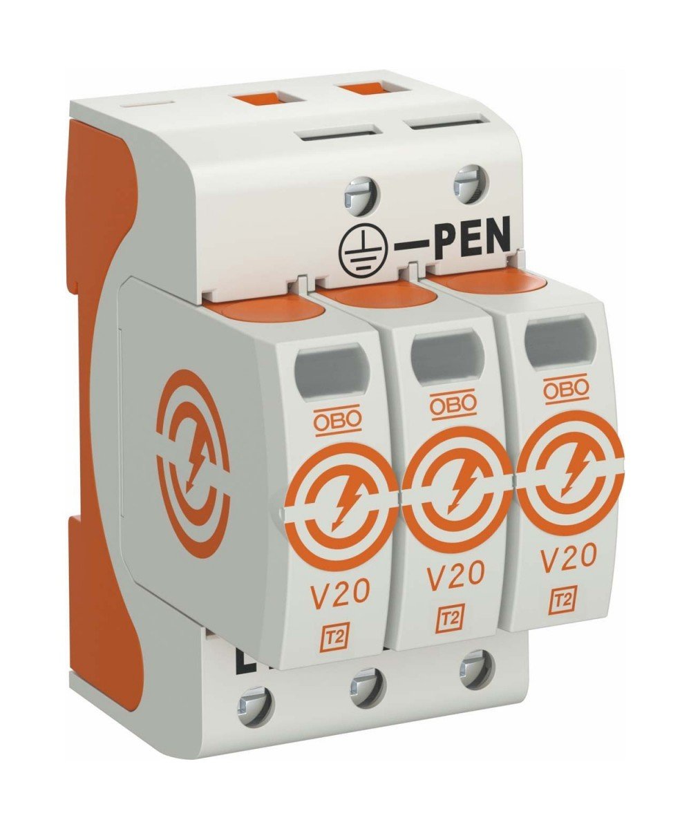 Descargador sobretensiones V20 3 polos stop aux coupures et pannes de courant