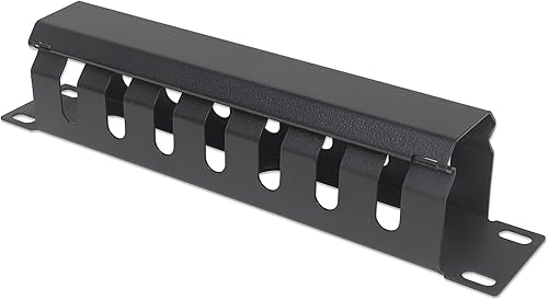 Intellinet Panel de gestión de cables de 10 pulgadas, 1U, cubierto, negro