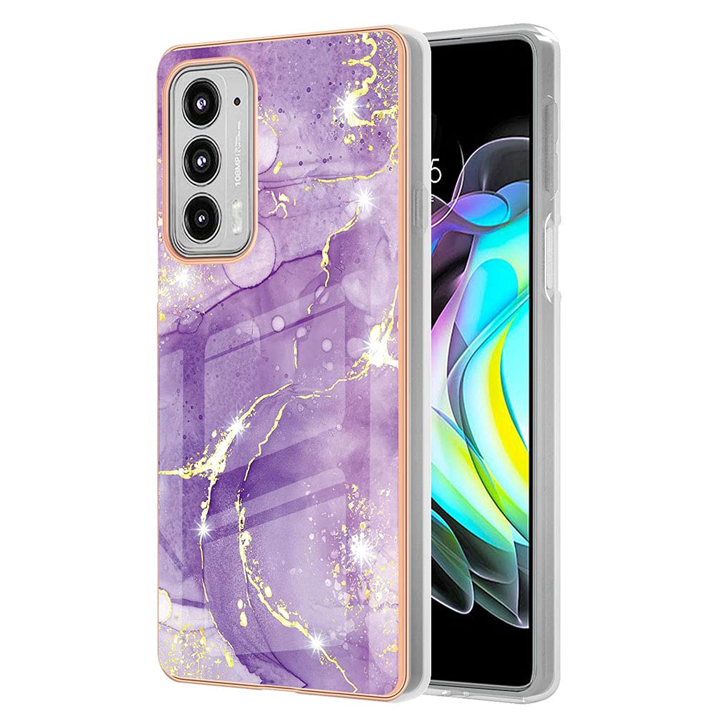 LINER Cover per Motorola Edge 20 Lite/Edge 20 Fusion, Custodia Protettiva Ultra Sottile ed Elegante in Silicone TPU Flessibile, Glitter Modelli Colorful Cover Antiurto Case - Marmo Bianco