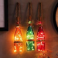 Vista 6 de Paquete de 30 luces para botella de vino con corcho, luces de botella de corcho, funciona con pilas, cable plateado de 6.6 pies, 20 luces LED, luces