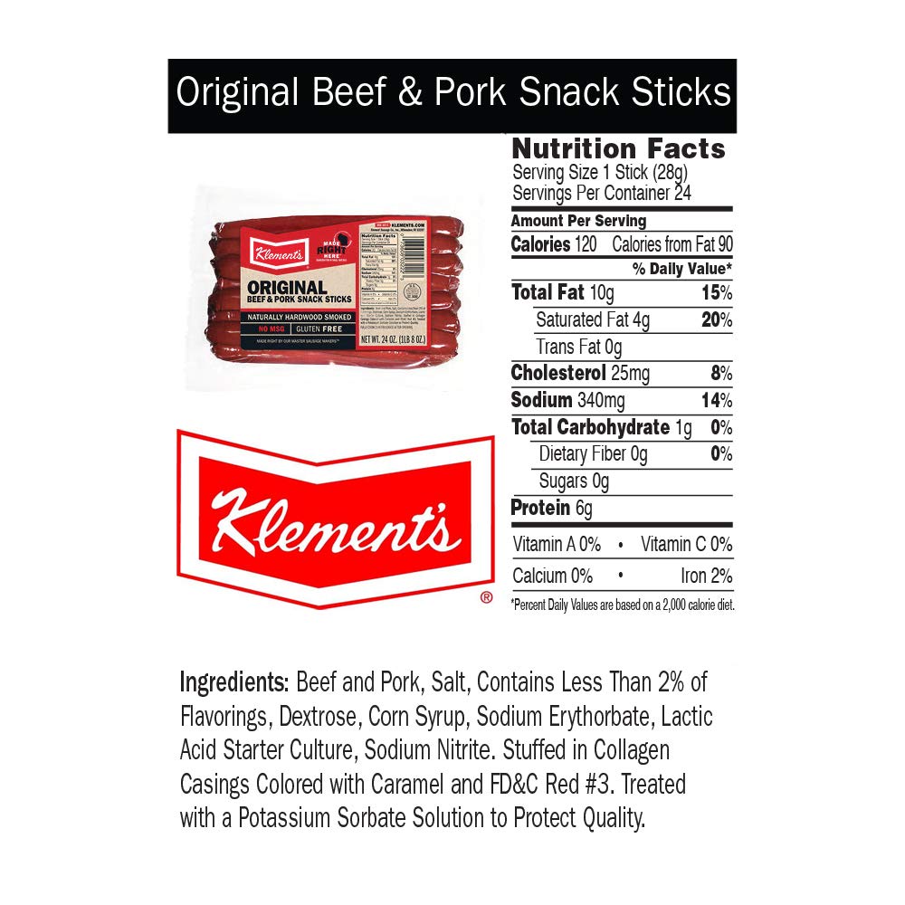 Klements Meat Snack Sticks 24 oz (Original)