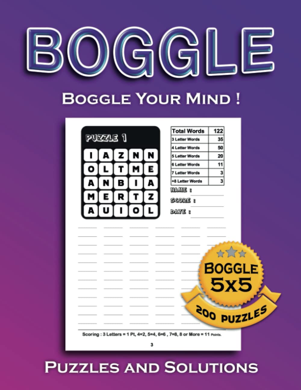 Boggle 5x5 Puzzle Book Vol. 5: Boggle Your Mind! , Enjoy over 200 puzzles , 8.50 x 11 in, Puzzles & Solutions.
