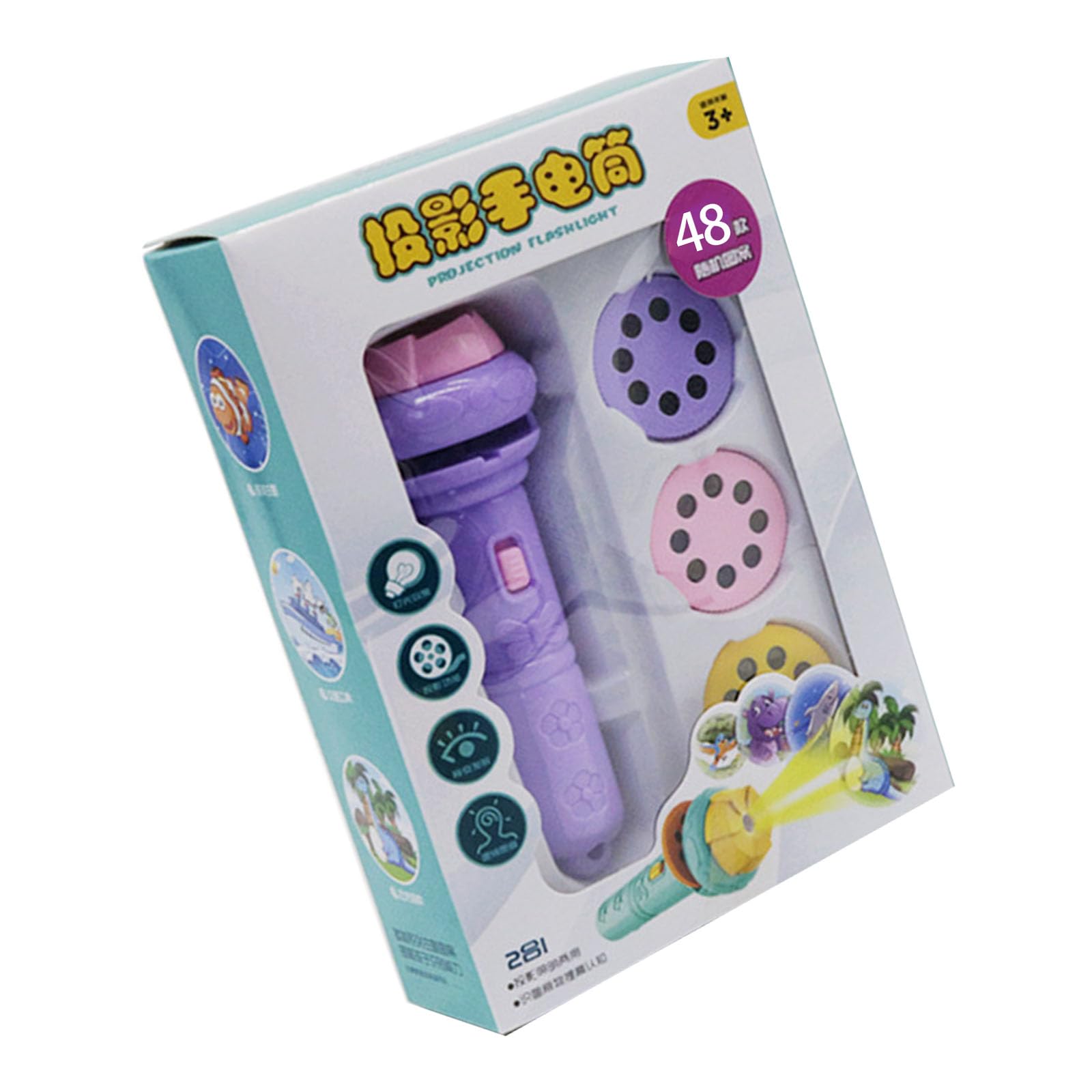 PANGBOER Cartoon Projection Educational Flashlight Toy for Kids Early Learning with Safe Portable Parties Cartoon Projection Toy for Children
