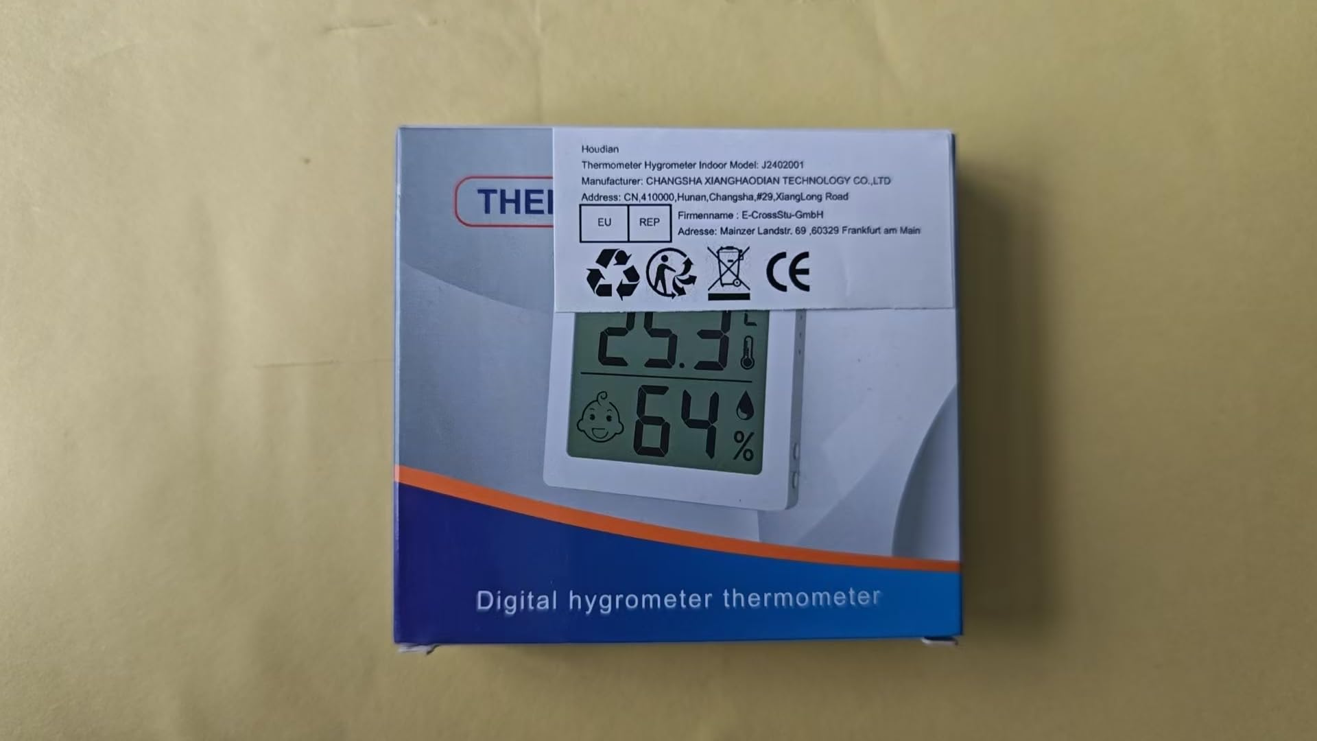 Thermomètre et hygromètre ultra-fins à grand écran de 3,1 pouces, thermo-hygromètre électronique domestique intérieur, affichage numérique de la température et de l'humidité (noir)