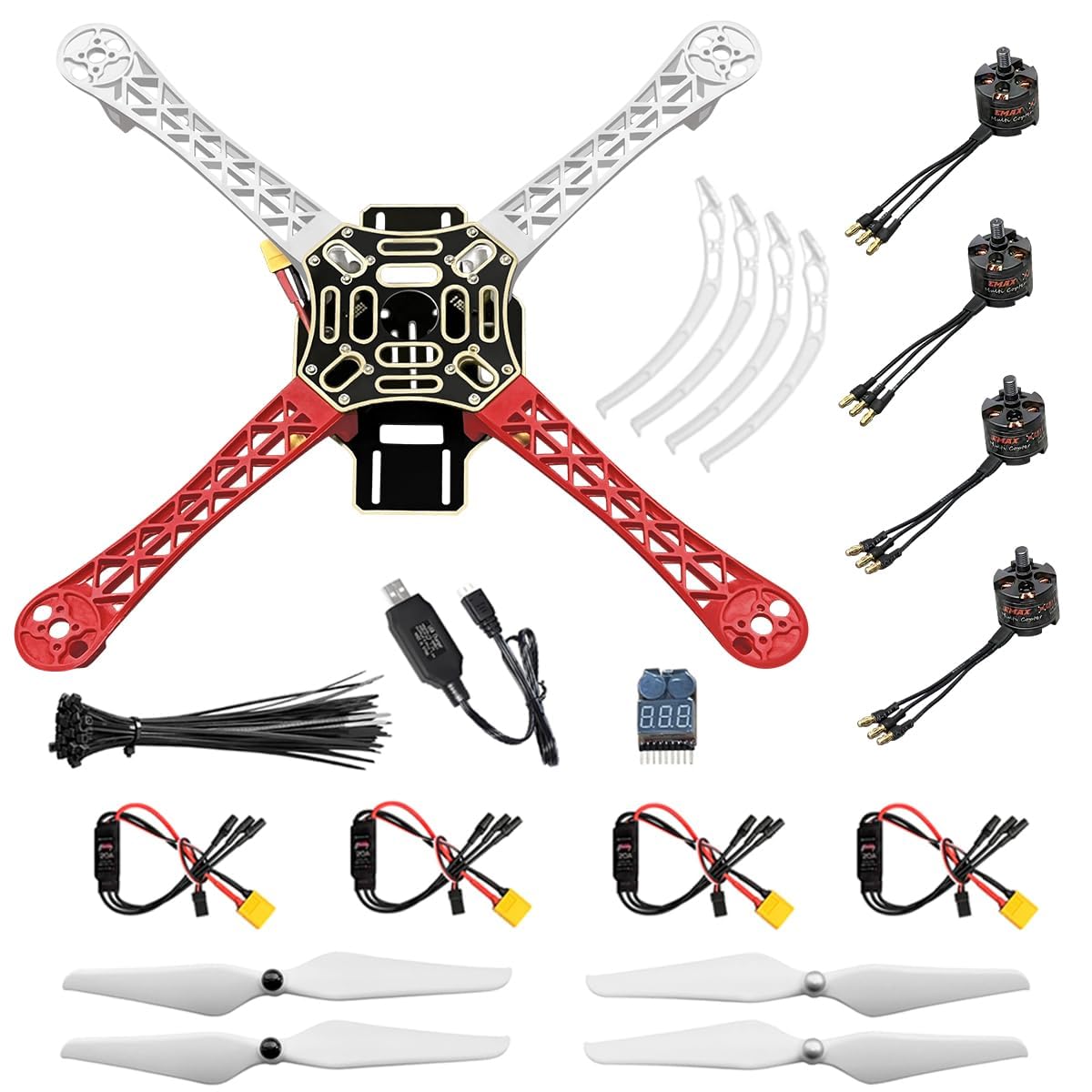 HAWK'S WORK F450 Kit per Costruire un Drone, set fai da te per quadricottero a 4 assi con manuale e video per appassionati di droni e ingegneria, studenti e ricercatori (D)