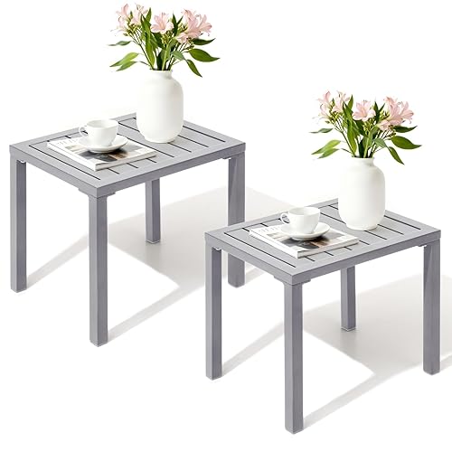 Crestlive Products Outdoor Side Table Set of 2, Aluminum Small