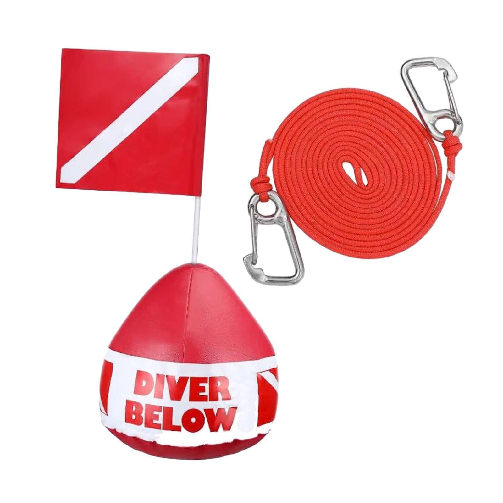 Ensemble de plongée avec Flotteur et Corde pour apnée Comprenant Une bouée, Un Drapeau et Une Corde. Idéal pour la signalisation Lors de la Natation, de la Navigation