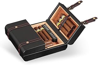 LZQHGJ GCC CIOL CIOL en Cuir Etui Voyage Humidor Boîte Portable Porte-Documents Style DE Cedar Bois CIGICH HUMIDOR W/HUMIDIFICATEUR Stockage Boîte à cigares | Code Produit: GCC-8