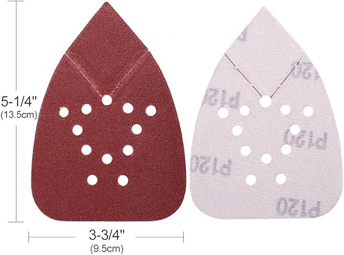Miniatura 3 de Hojas de lijado de grano 120 para lijadoras de ratón Black and Decker, 50 piezas de papel de lija de 12 agujeros con gancho y bucle, papel de lija